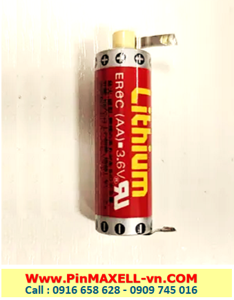 Maxell ER6C Super Lithium (chân thép hàn), Pin nuôi nguồn Maxell ER6C lithium 3.6v 1800mAh, X.xứ NHẬT